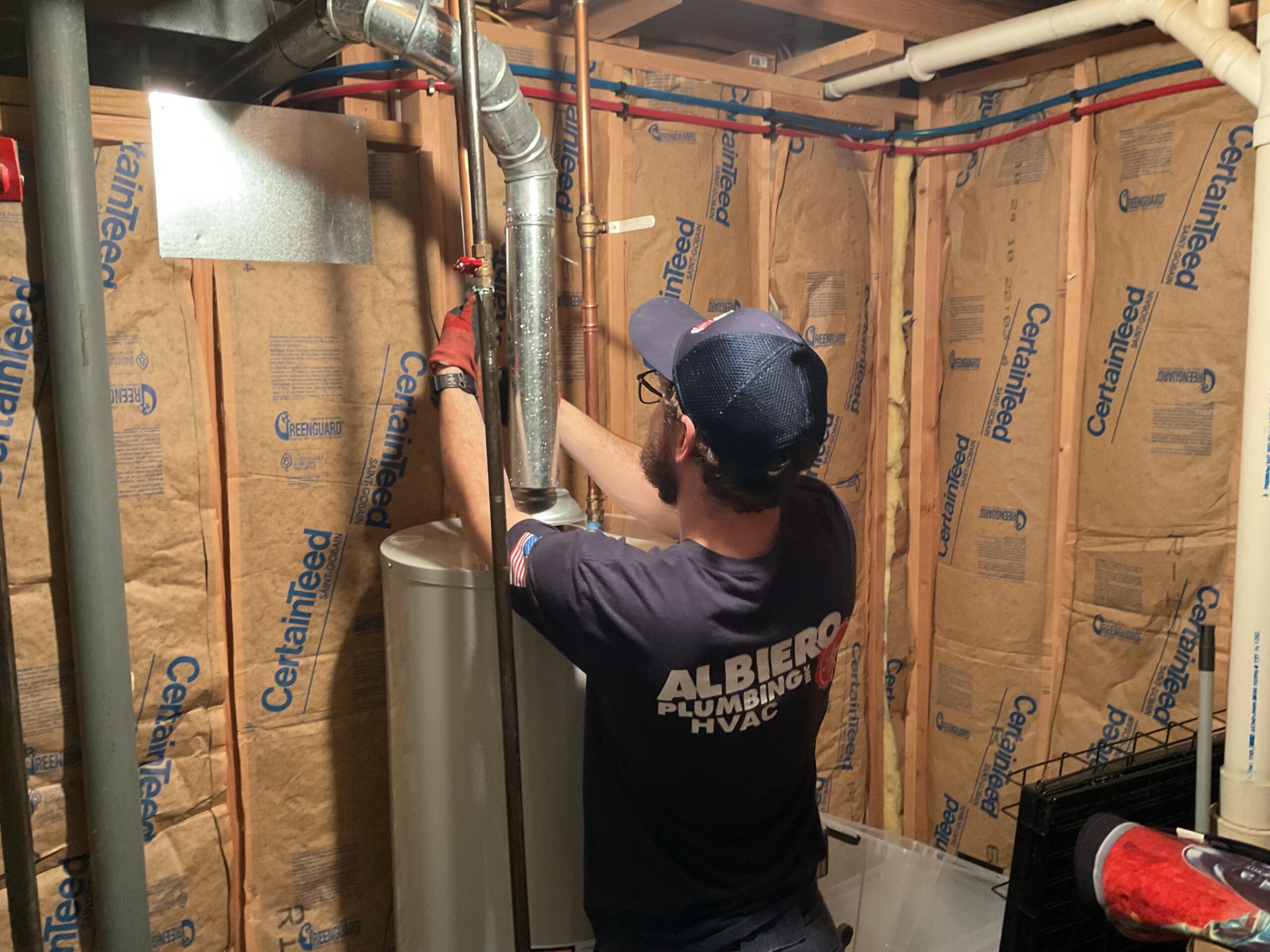 Albiero tech connecting ductwork/venting in utility room